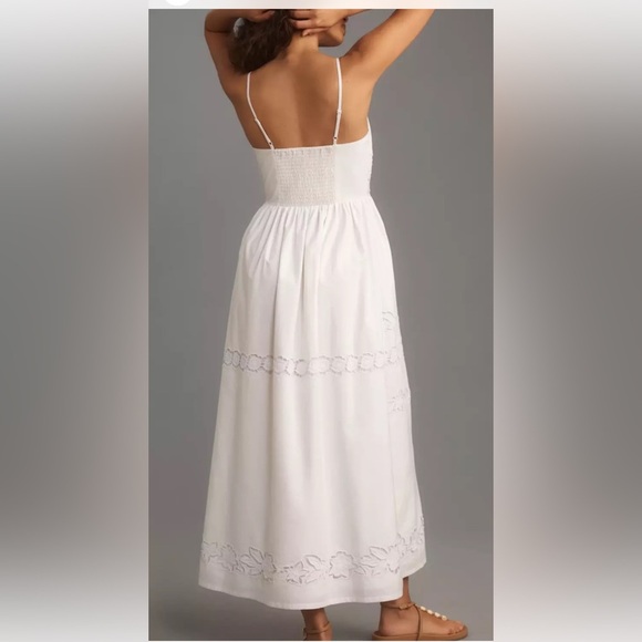 Anthropologie Vineet Bahl Sleeveless V-Neck Floral Cutwork Midi Dress Sz M - Picture 2 of 16